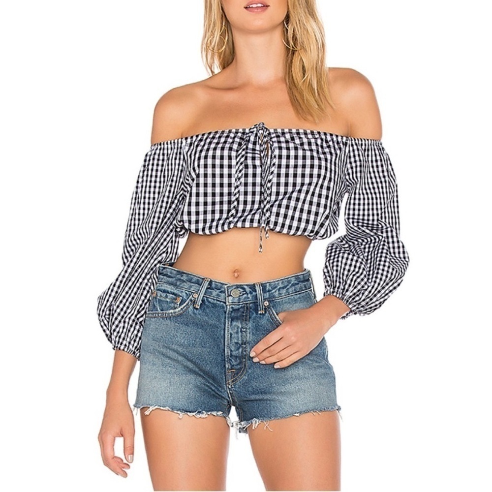 Lovers + Friends Addison Top Mixed‎ Black Gingham